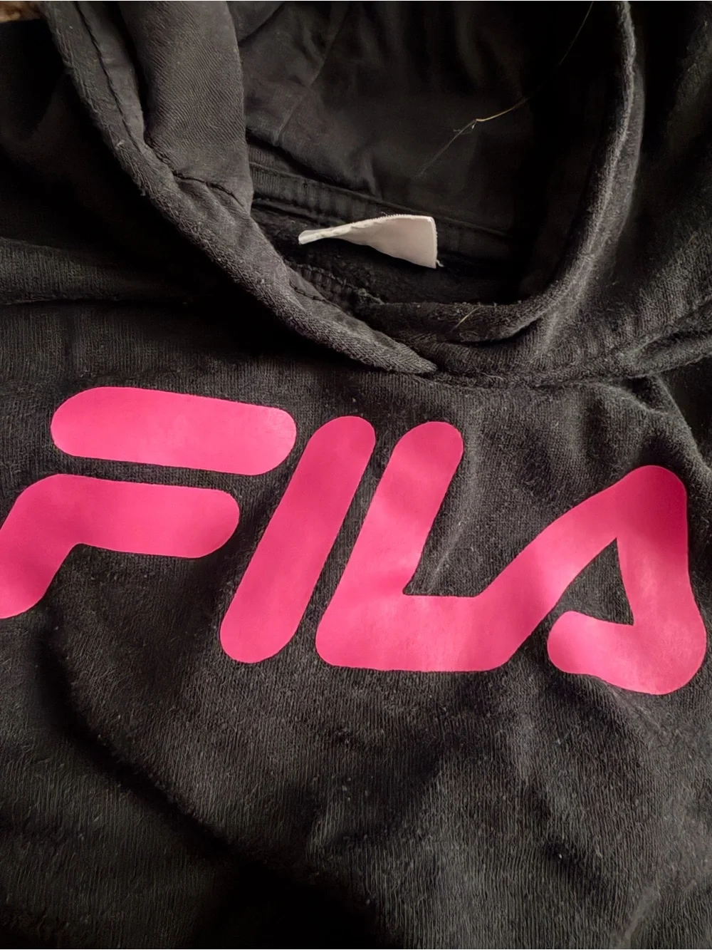 Fila Kids Black Hoodie & Jogger Set with Pink Logo